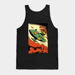 Retro Sci-Fi Rocket! Tank Top